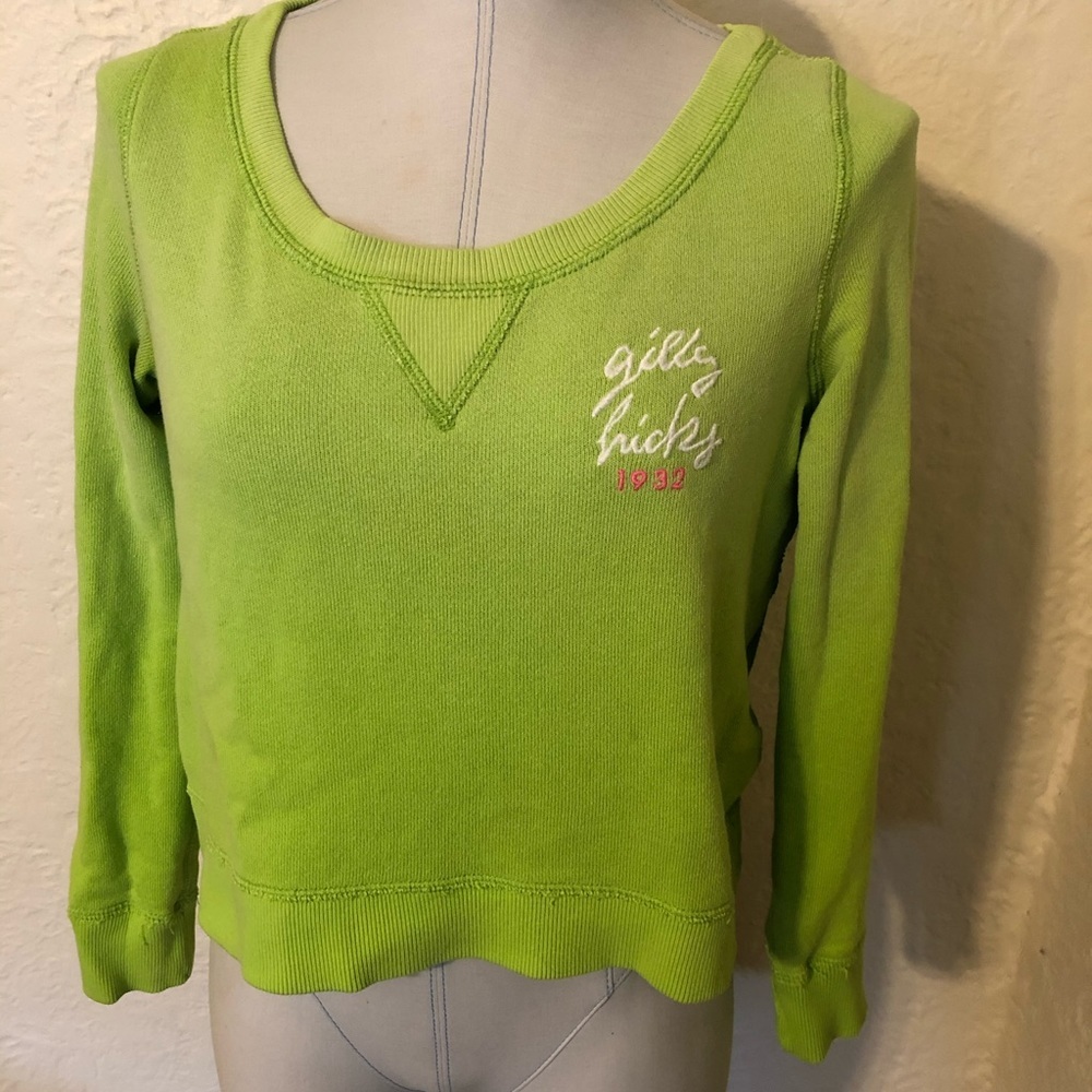 Gilly Hicks Lime Green White Pink Logo Beach Preppy Sweatshirt Green y2k 2000s
